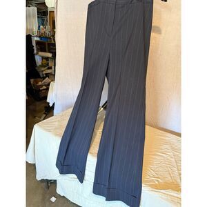 VINTAGE The Limited Navy Pinstripe Wide Leg Cuffed Pants - Wool Blend - Size 14